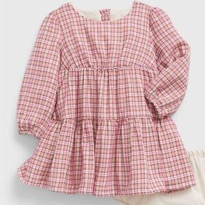 Baby Gap NB - 3 Months Pink Plaid Long Sleeve Dress